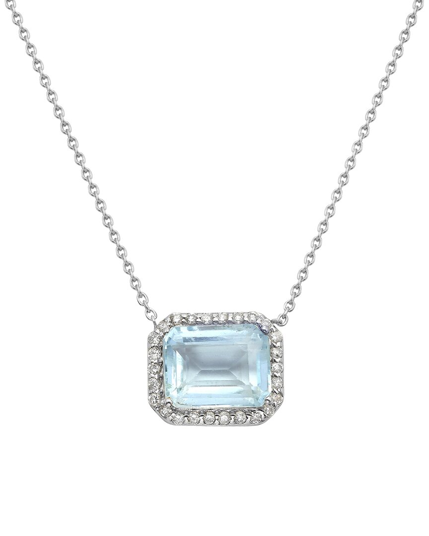 Forever Creations Usa Inc. Forever Creations 14k 2.11 Ct. Tw. Diamond & Aquamarine Necklace In Metallic