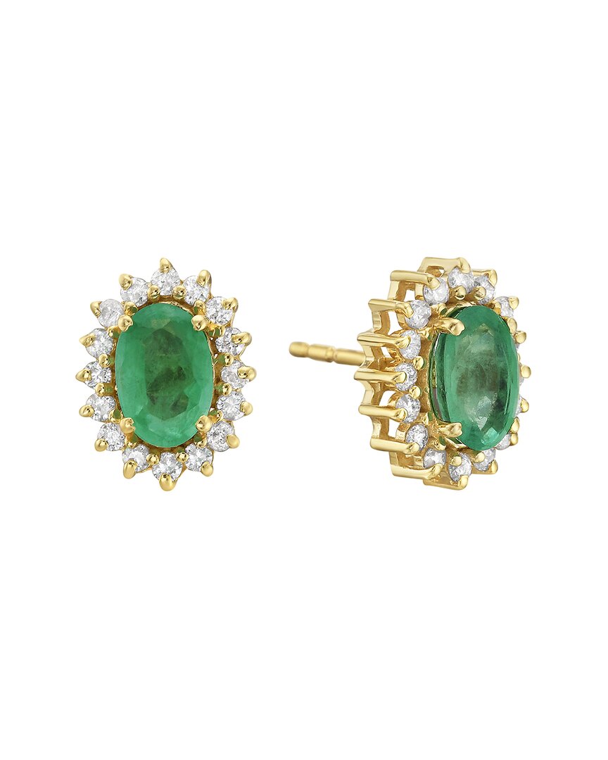 Forever Creations Usa Inc. Forever Creations 14k 1.10 Ct. Tw. Diamond & Emerald Earrings