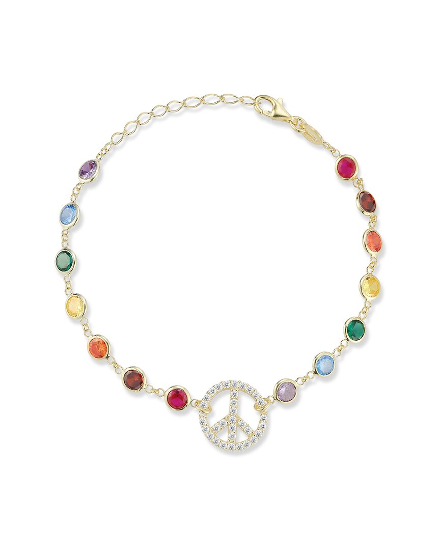 Sphera Milano 14k Over Silver Cz Peace Bracelet In Multi