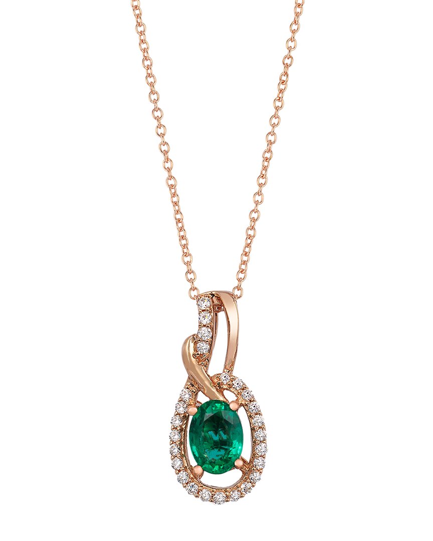 Le Vian ® 14k Rose Gold 0.77 Ct. Tw. Diamond & Emerald Pendant