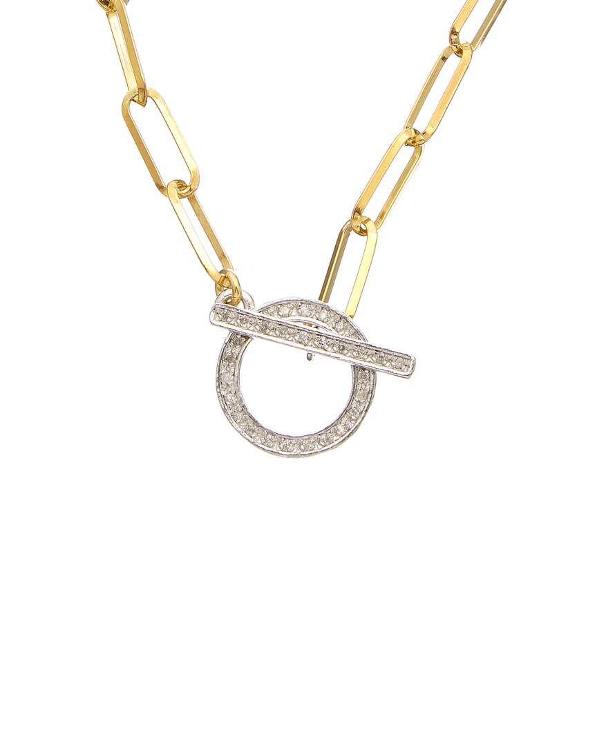 Italian Gold Over Silver Diamond Link Necklace