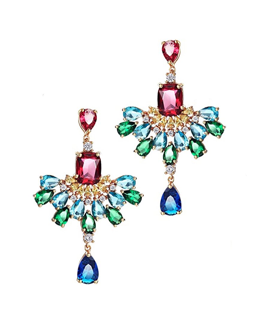 Liv Oliver 18k Gold Multi Color Chandelier Earrings