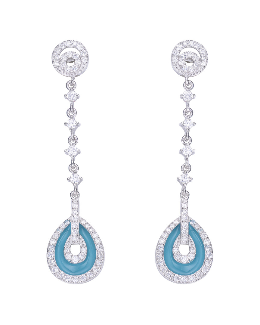 Genevive Sterling Silver Topaz Cubic Zirconia Drop Earrings