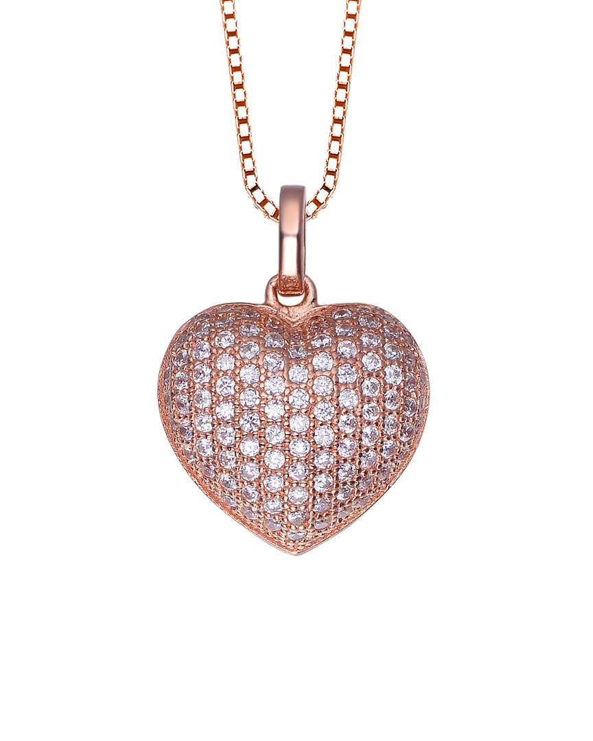 Genevive 14k Rose Plated Silver Cz Necklace
