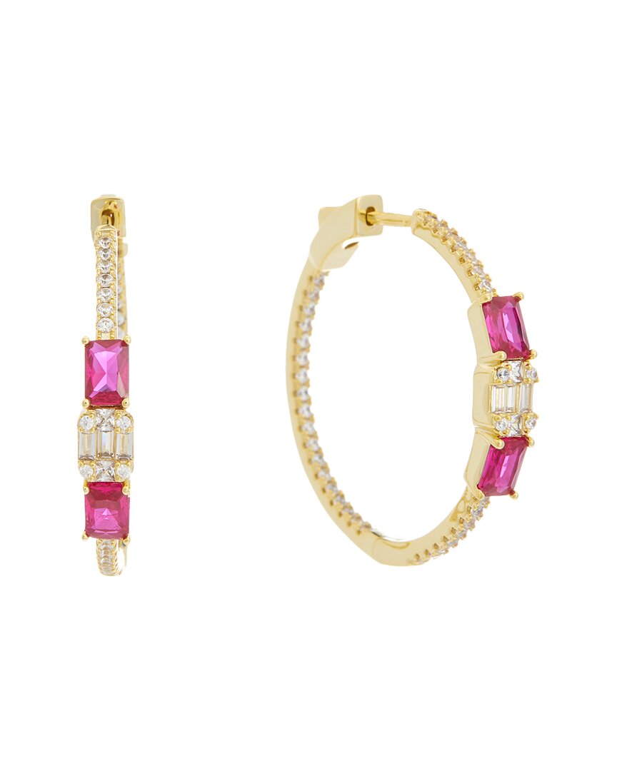 Juvell 18k Plated Red Topaz Cz Earrings
