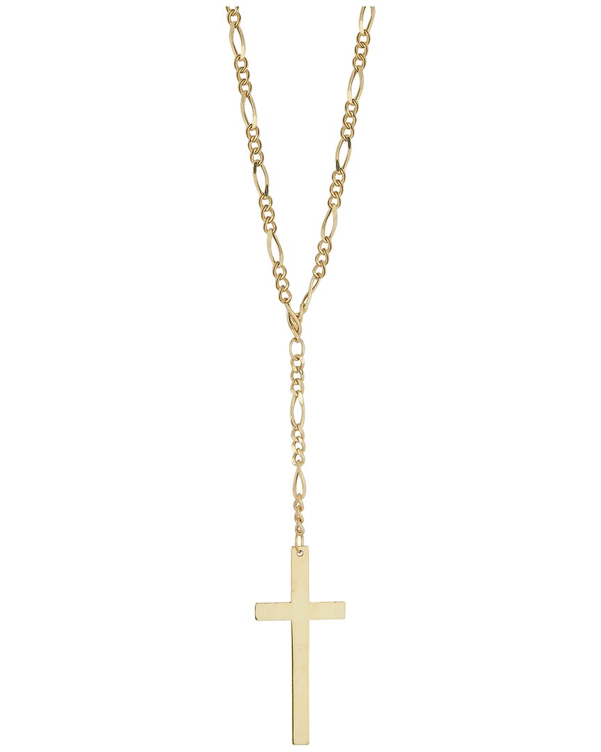 Italian Gold Cross Lariat Drop Necklace