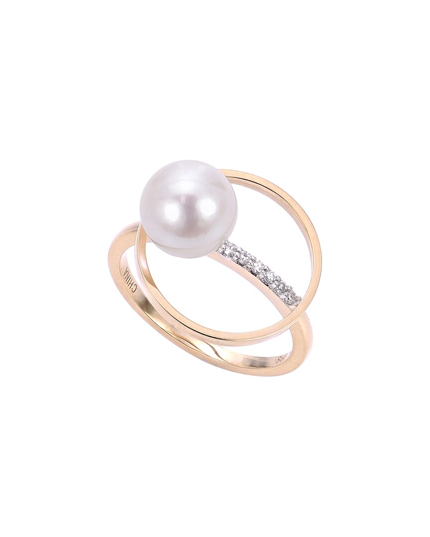 Pearls 14k Diamond 8-8.5mm Pearl Circle Ring