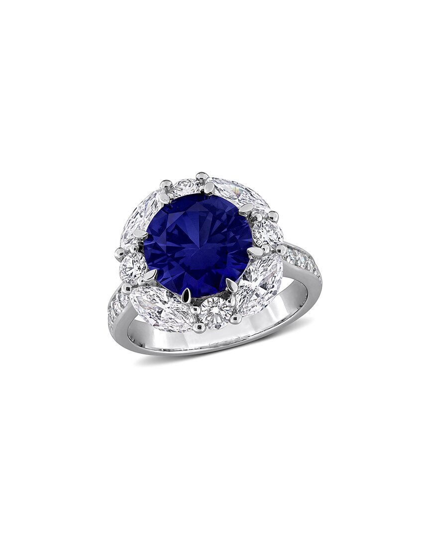 Rina Limor 4 3/4ct Tgw Created Blue Sapphire And 2ct Tw Lab-g In Silver