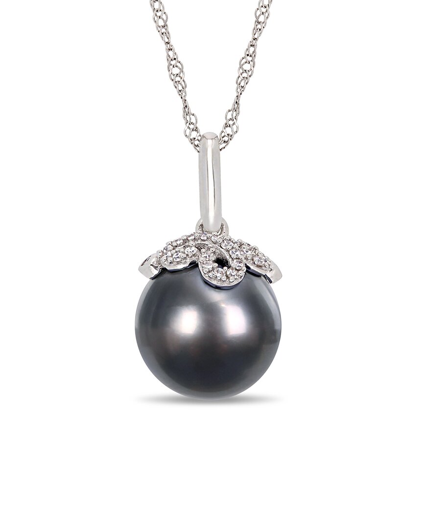 Pearls 14k Diamond 10-10.5mm Pearl Pendant Necklace