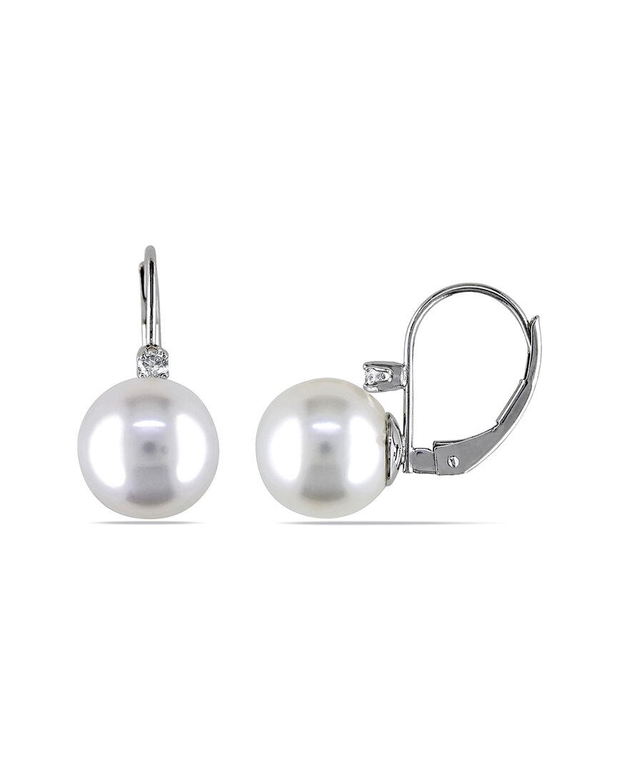 Pearls 14k Diamond 9-10mm Pearl Earrings