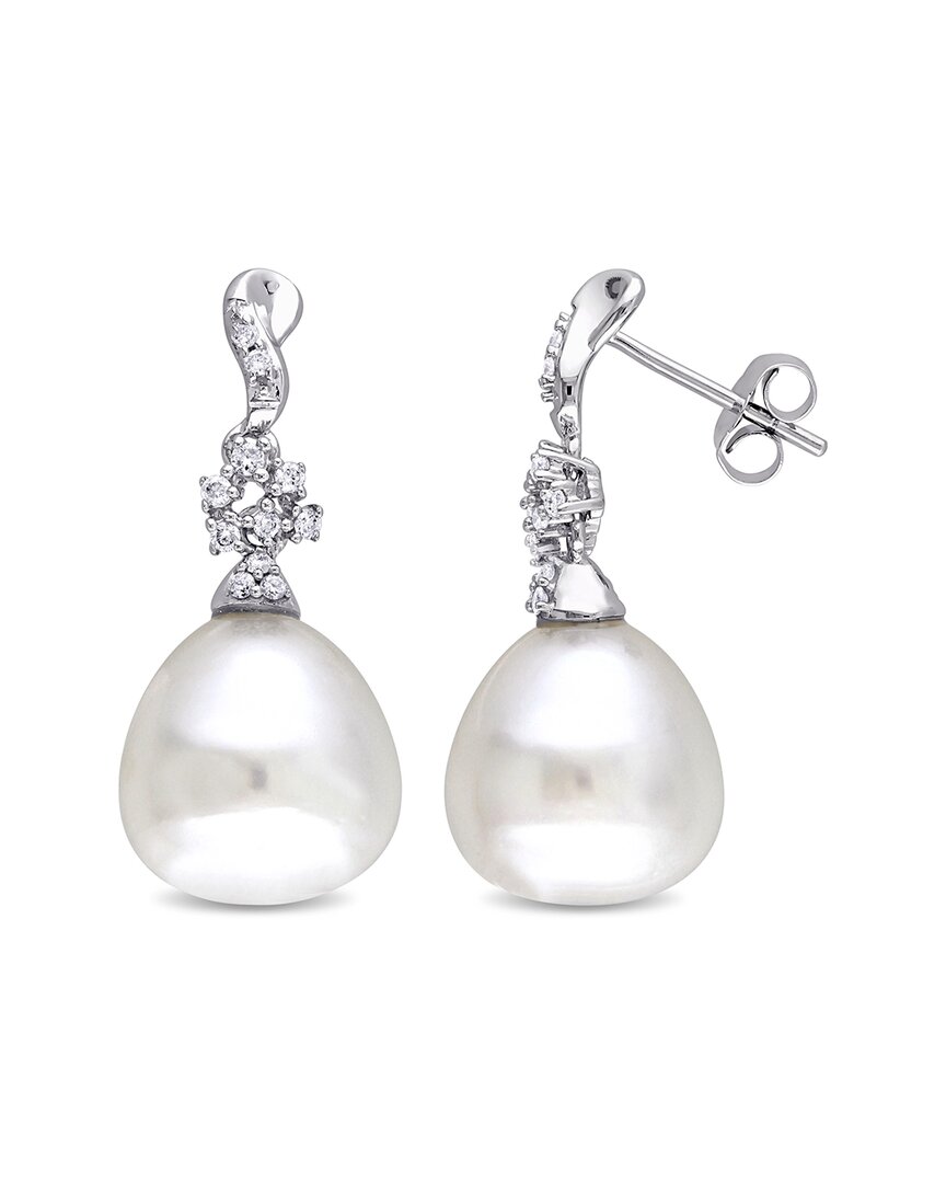 Pearls 14k Diamond 11-11.5mm Pearl Twist Earrings