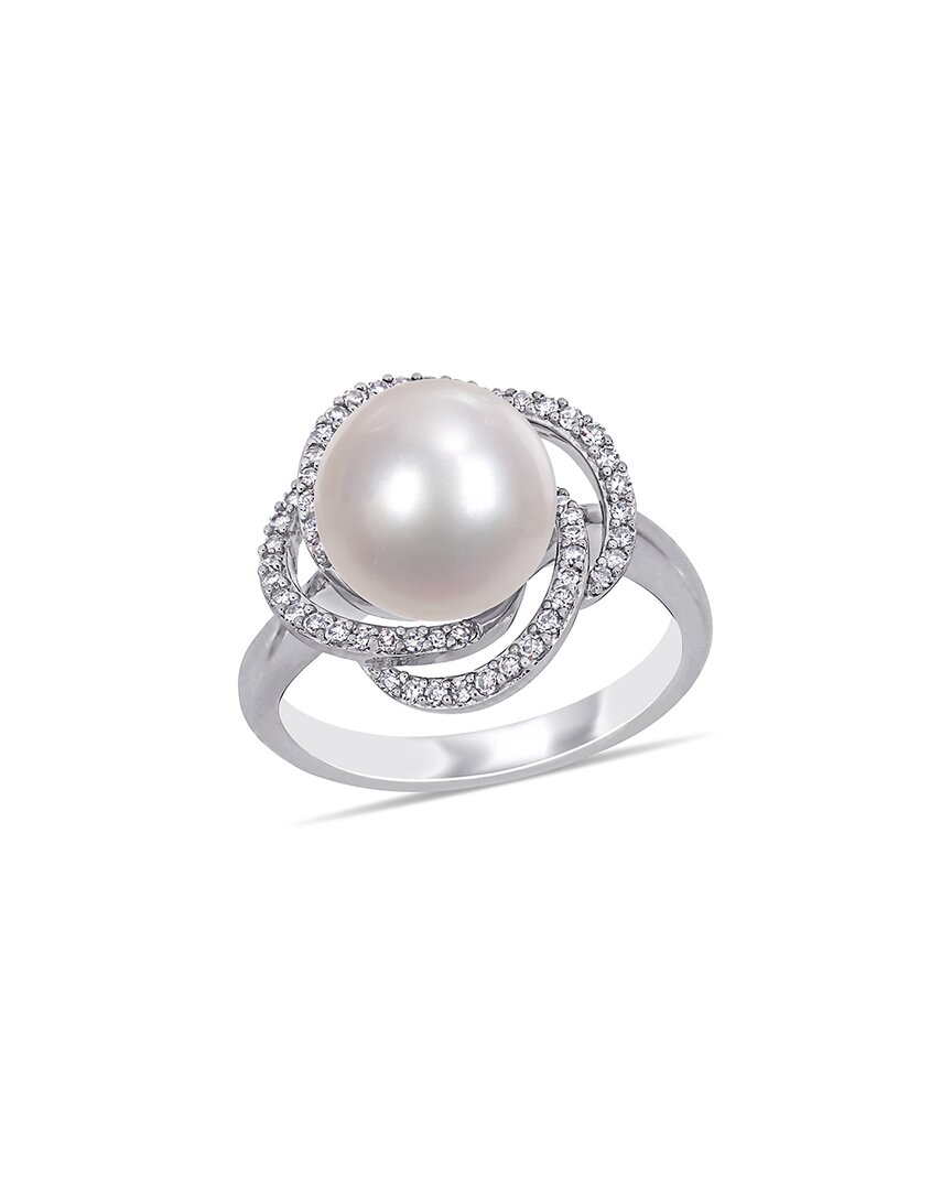 Pearls 14k 0.24 Ct. Tw. Diamond 10-10.5mm Pearl Swirl Ring