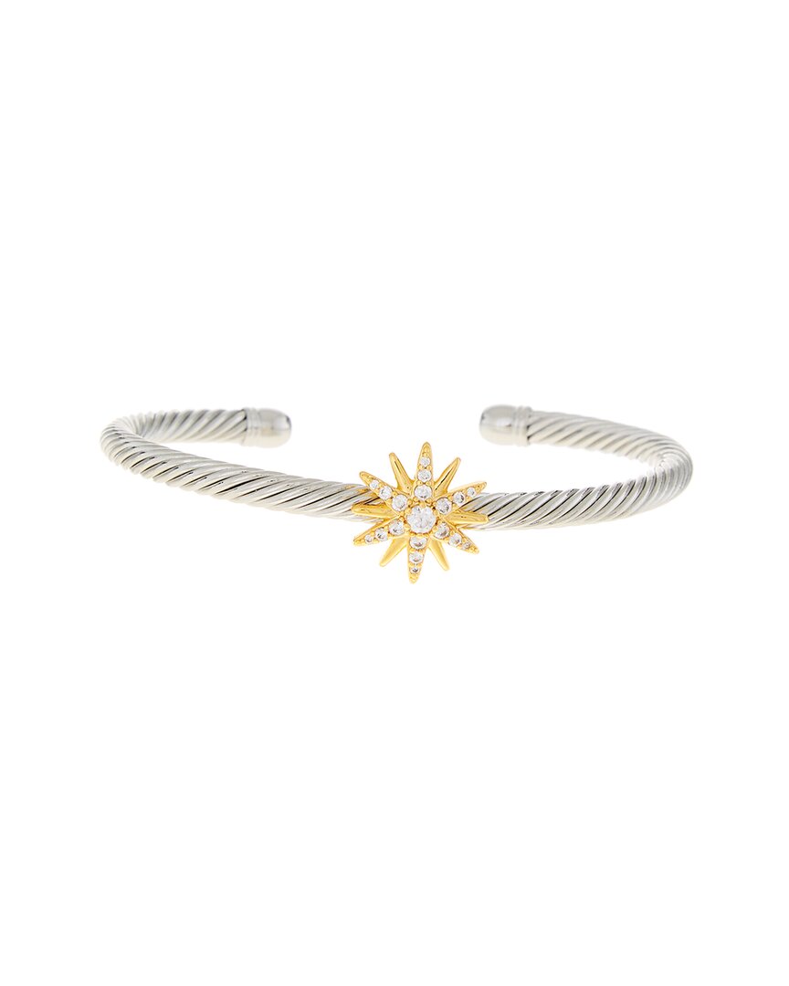 Juvell 18k Two-tone Plated Cz Twisted Cable Bangle Bracelet