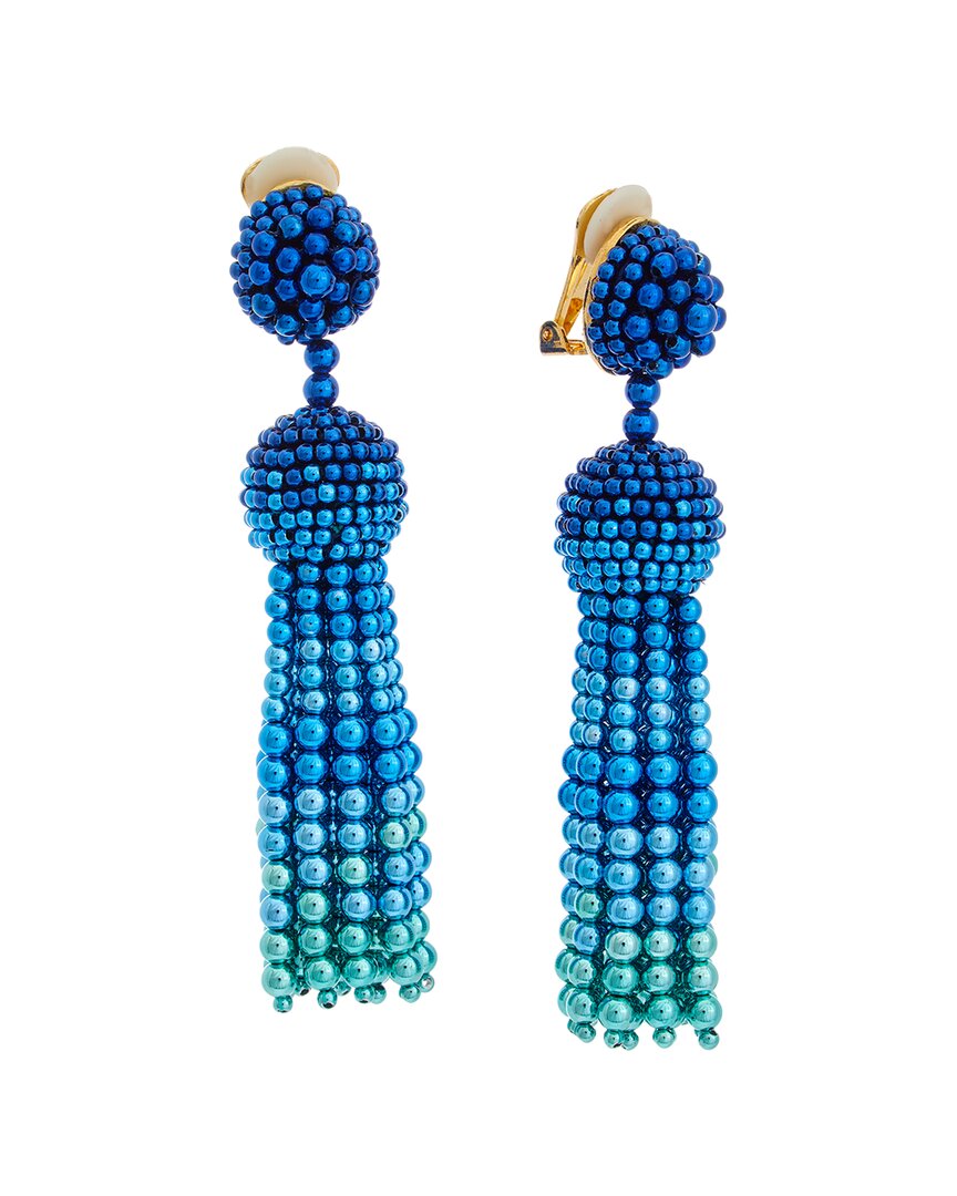 Oscar De La Renta Fall 2023 Degrade Tassel Earrings In Blue