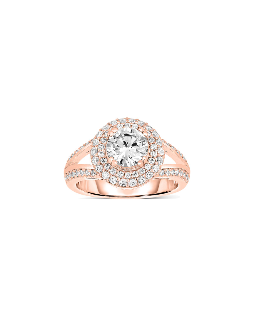 Genevive 14k Rose Over Silver Cz Ring