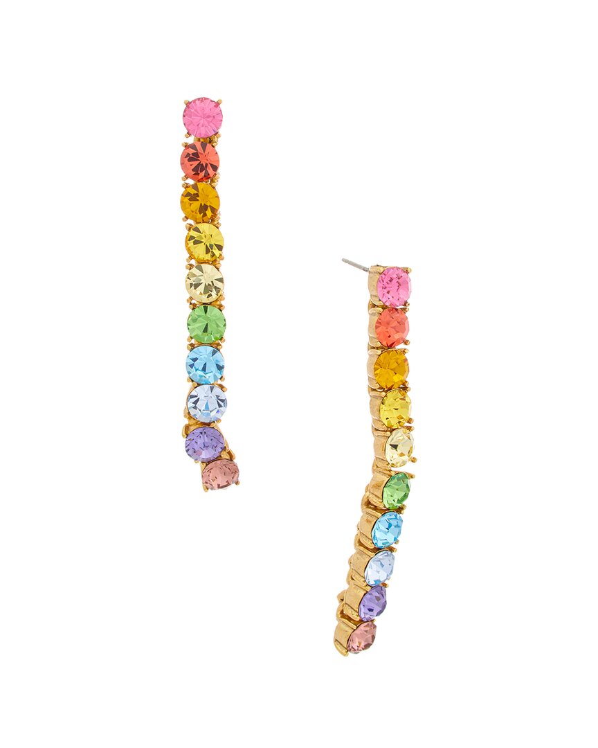 Oscar De La Renta 14k Vertical Crystal Earrings