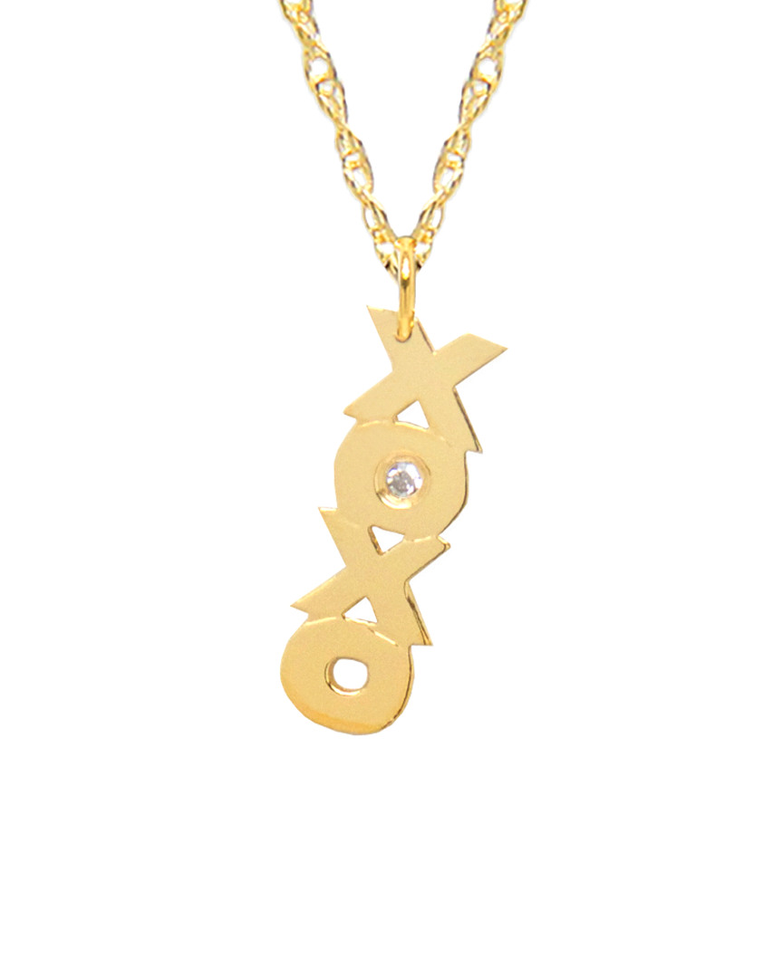 Jane Basch 14k Diamond Xoxo Angled Necklace In Gold