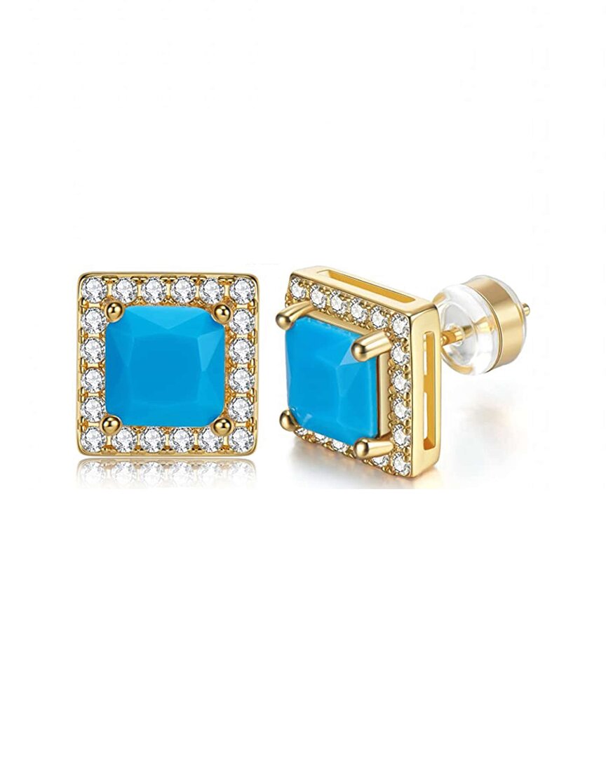 Liv Oliver 18k Plated 12.75 Ct. Tw. Turquoise Cz Earrings