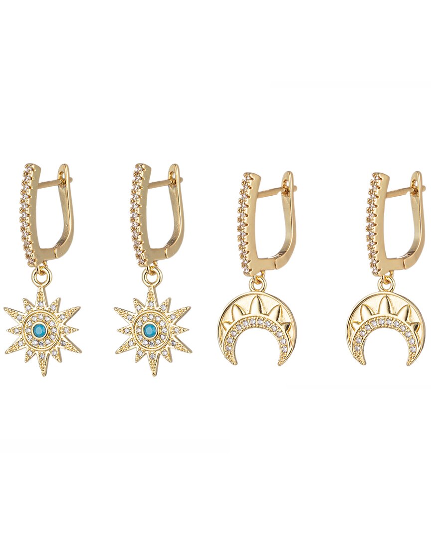 Eye Candy La Luxe Collection Cz Moon & Star Huggie Earrings