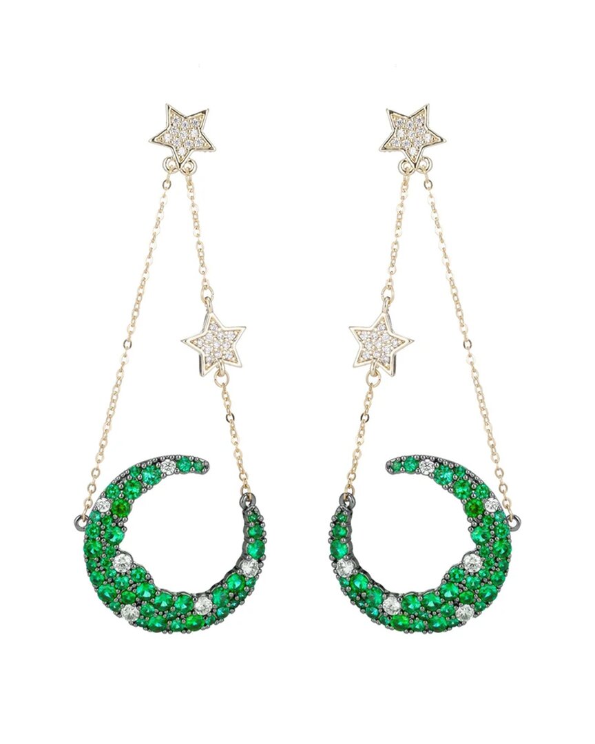 Eye Candy La Luxe Collection Cz Green Moon & Start Earrings