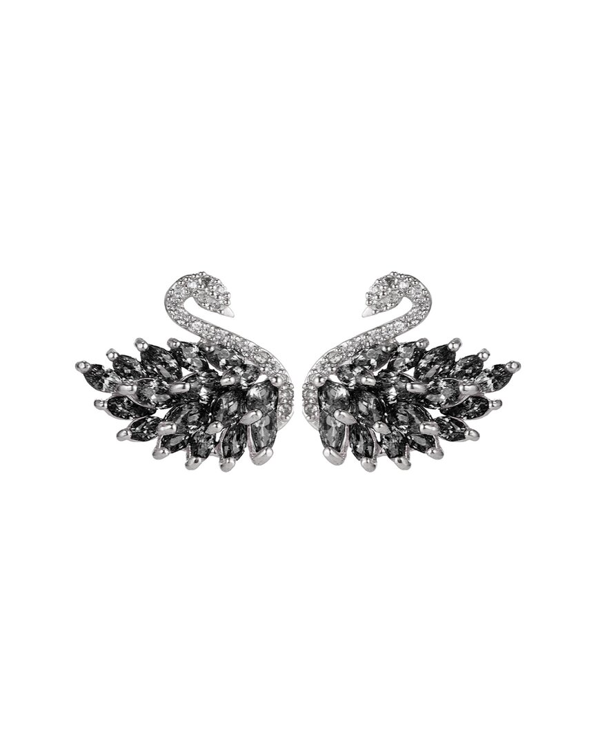 Eye Candy La Luxe Collection Cz Black Swan Stud Earrings