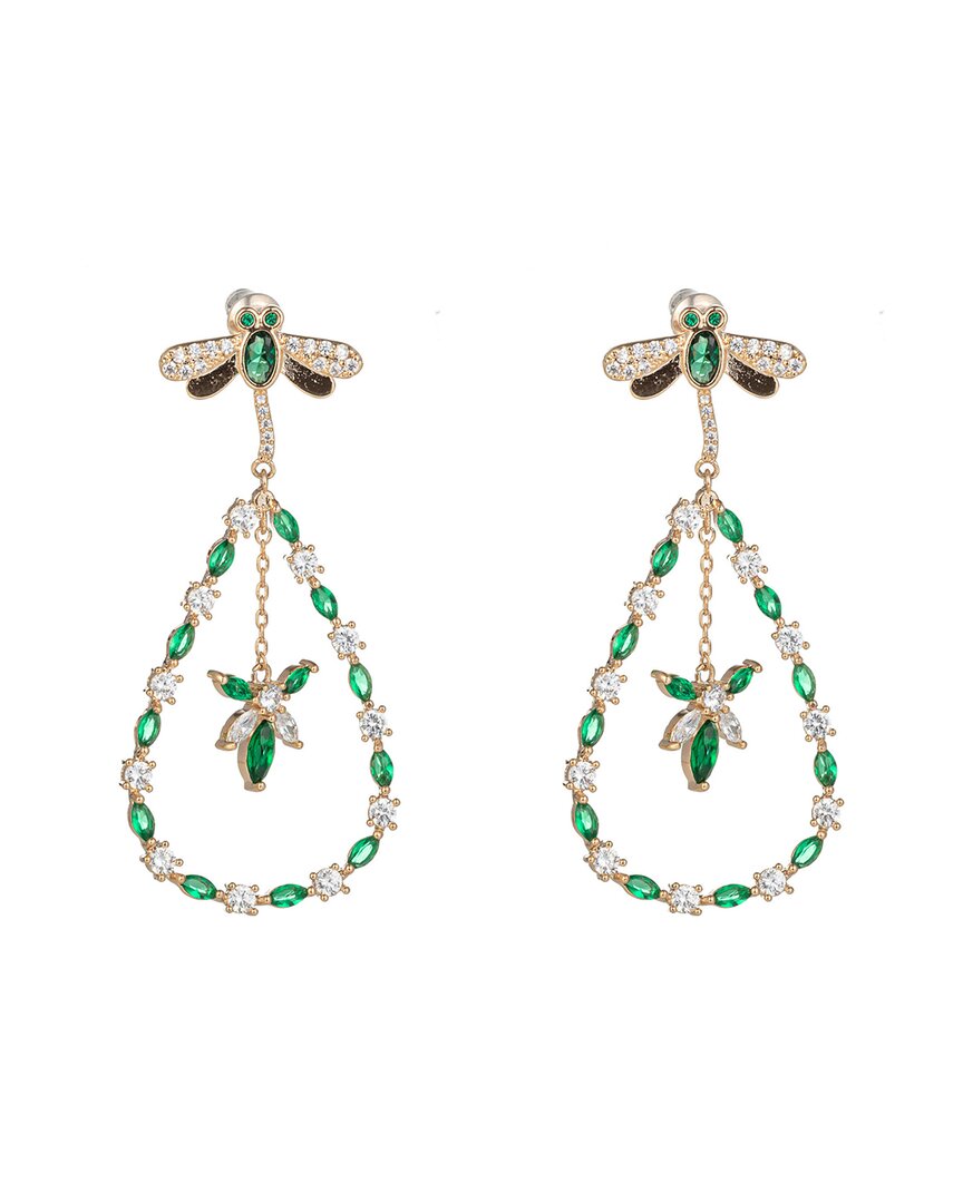 Eye Candy La Luxe Collection Cz Green Bee Drop Earrings