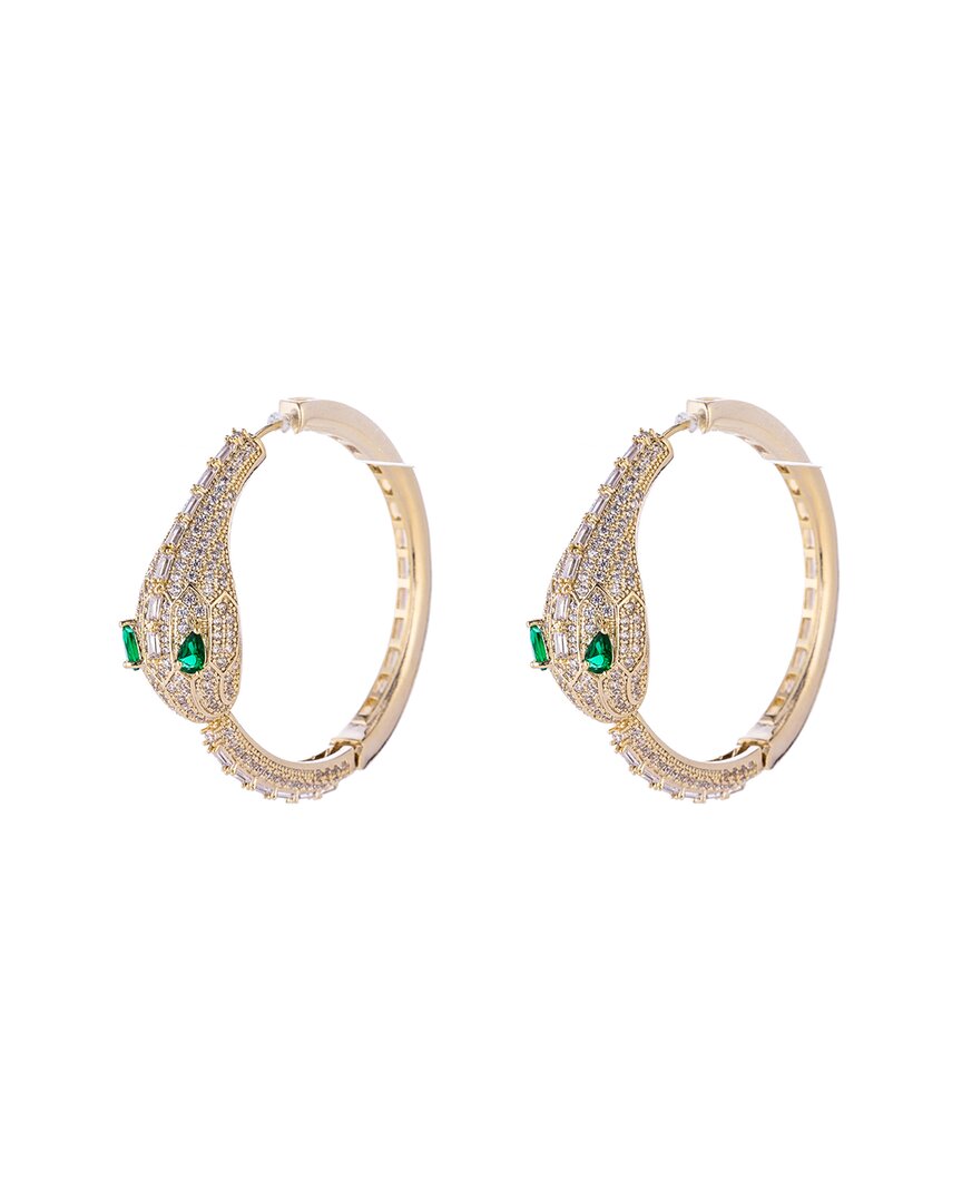 Eye Candy La Luxe Collection 18k Plated Cz Green Mamba Earrings