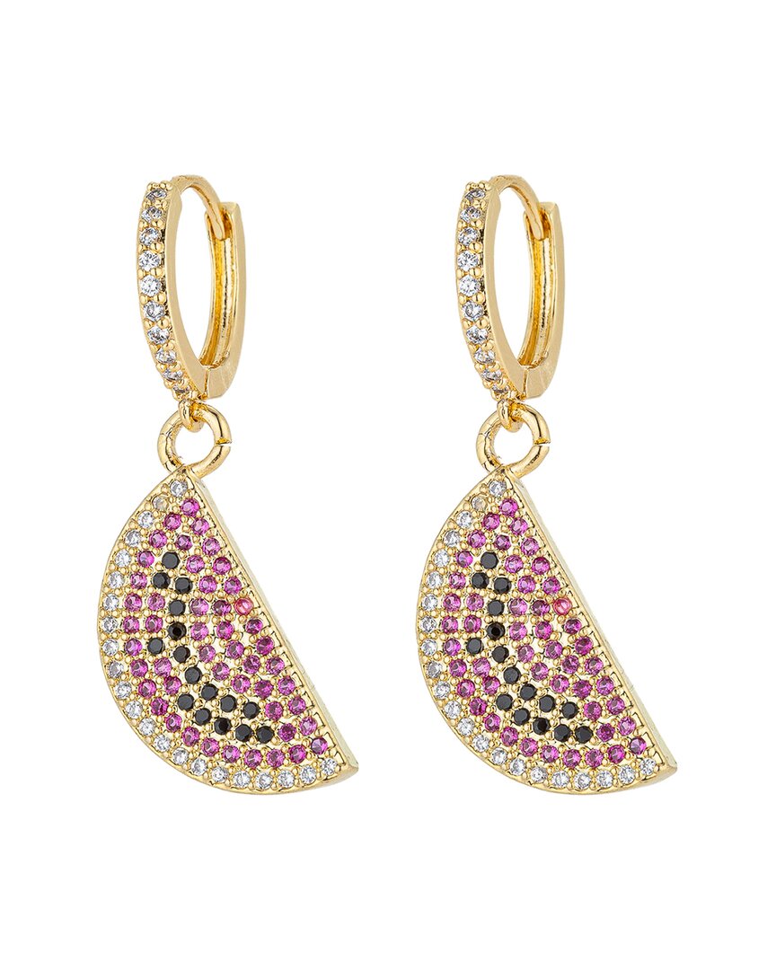 Eye Candy La Eye Candy Los Angeles Luxe Collection 18k Plated Cz Watermelon Huggie Earrings