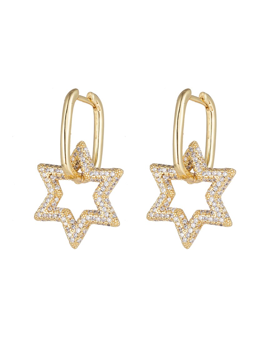 Eye Candy La Luxe Collection 18k Plated Cz Double Star Huggie Earrings