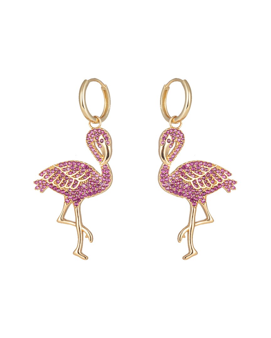 Eye Candy La Luxe Collection 18k Plated Cz Flamingo Huggie Earrings