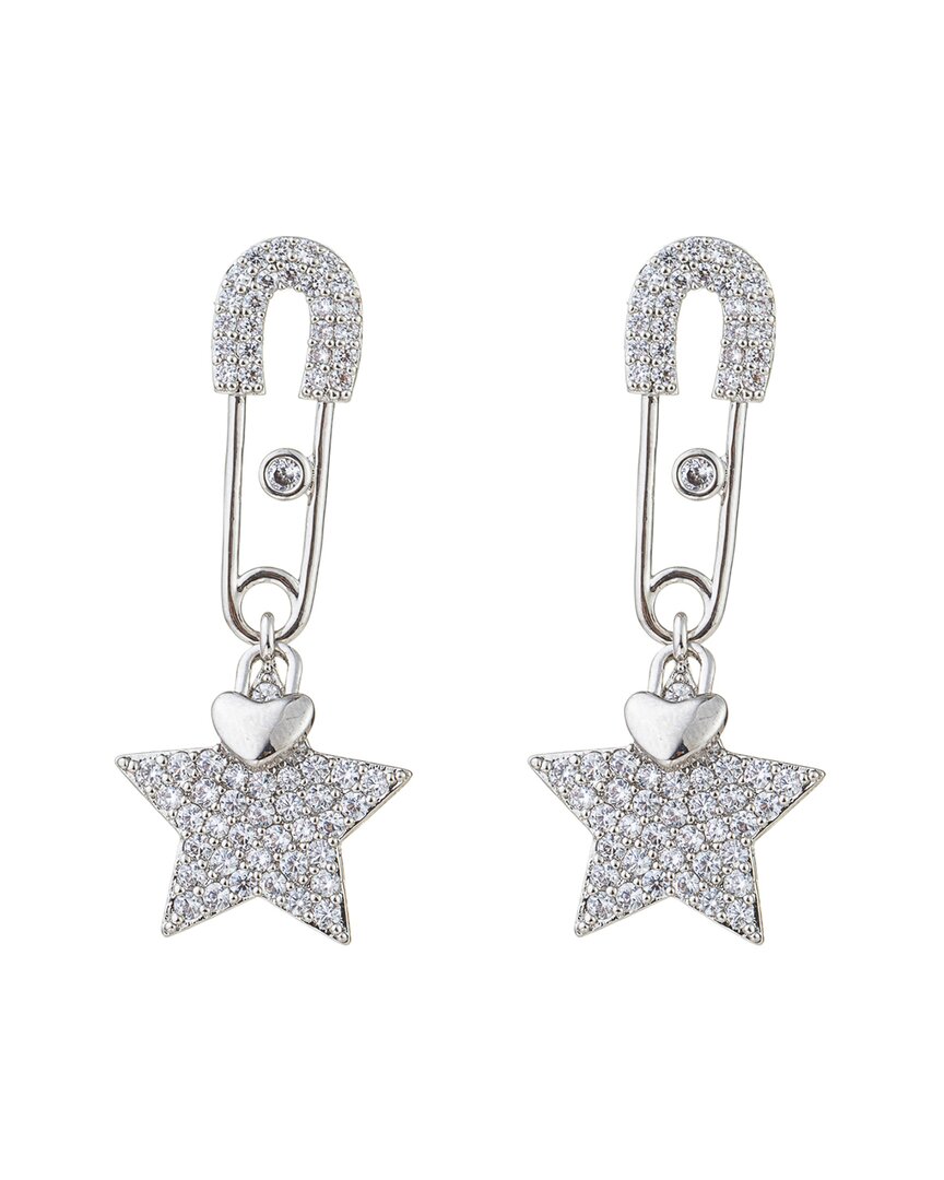Eye Candy La Luxe Collection Cz Safety Pin Star Dangle Earrings