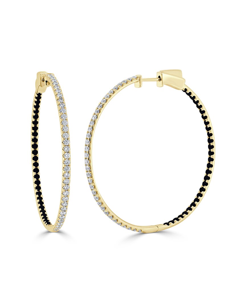 Sabrina Designs 14k 2.35 Ct. Tw. Diamond & Black Diamonds Half-half Hoops In Gold