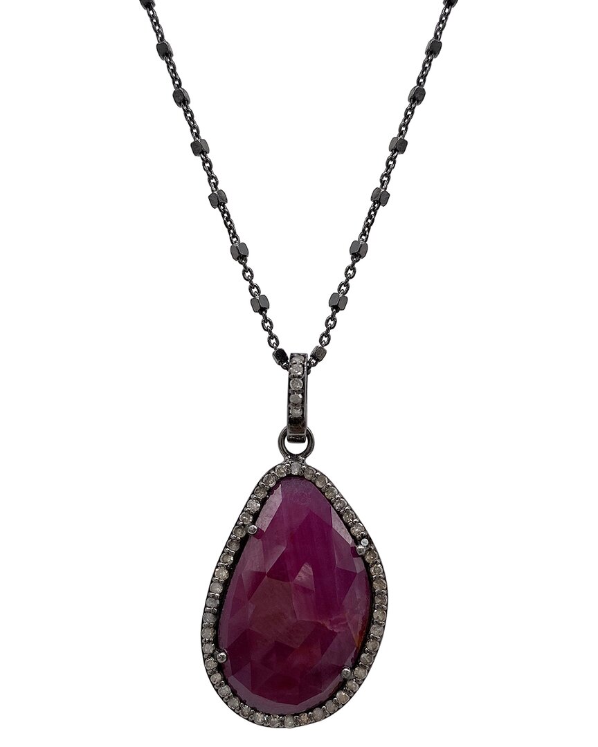 Adornia Fine Jewelry Silver 8.30 Ct. Tw. Diamond & Pink Sapphire Pendant Necklace