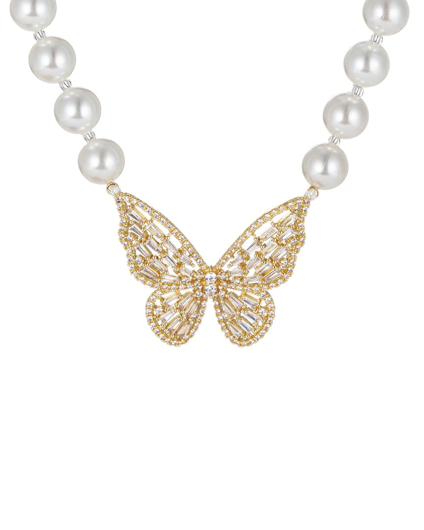 Eye Candy La Luxe 2mm Pearl Cz Butterfly Necklace