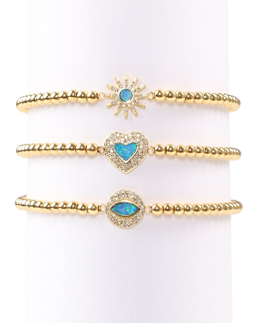 Eye Candy La Luxe Titanium Cz Beaded Stretch Bracelet Set