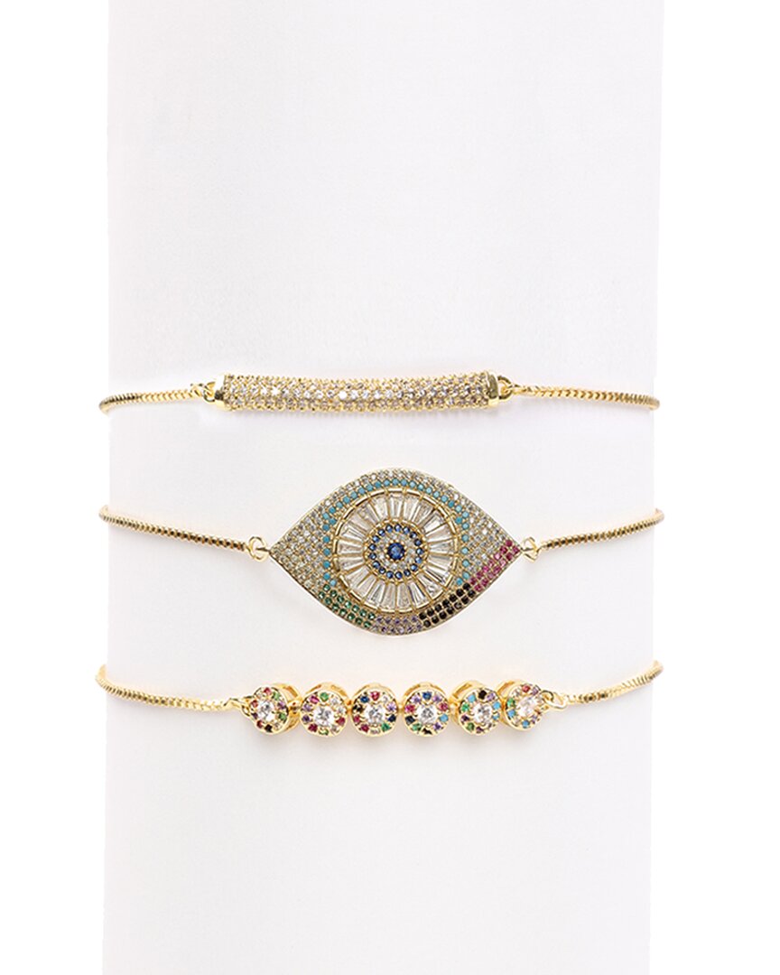 Eye Candy La Luxe 18k Plated Cz Hamsa Bracelet Set