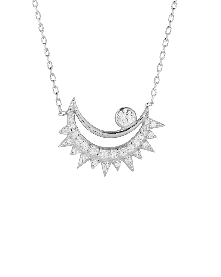 Glaze Jewelry Silver Cz Moon Necklace