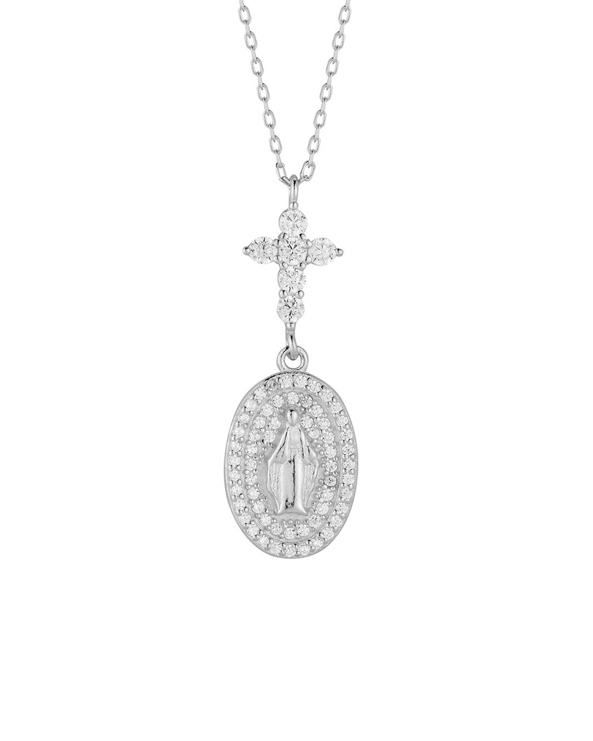 Glaze Jewelry Silver Cz Oval Cross Necklace