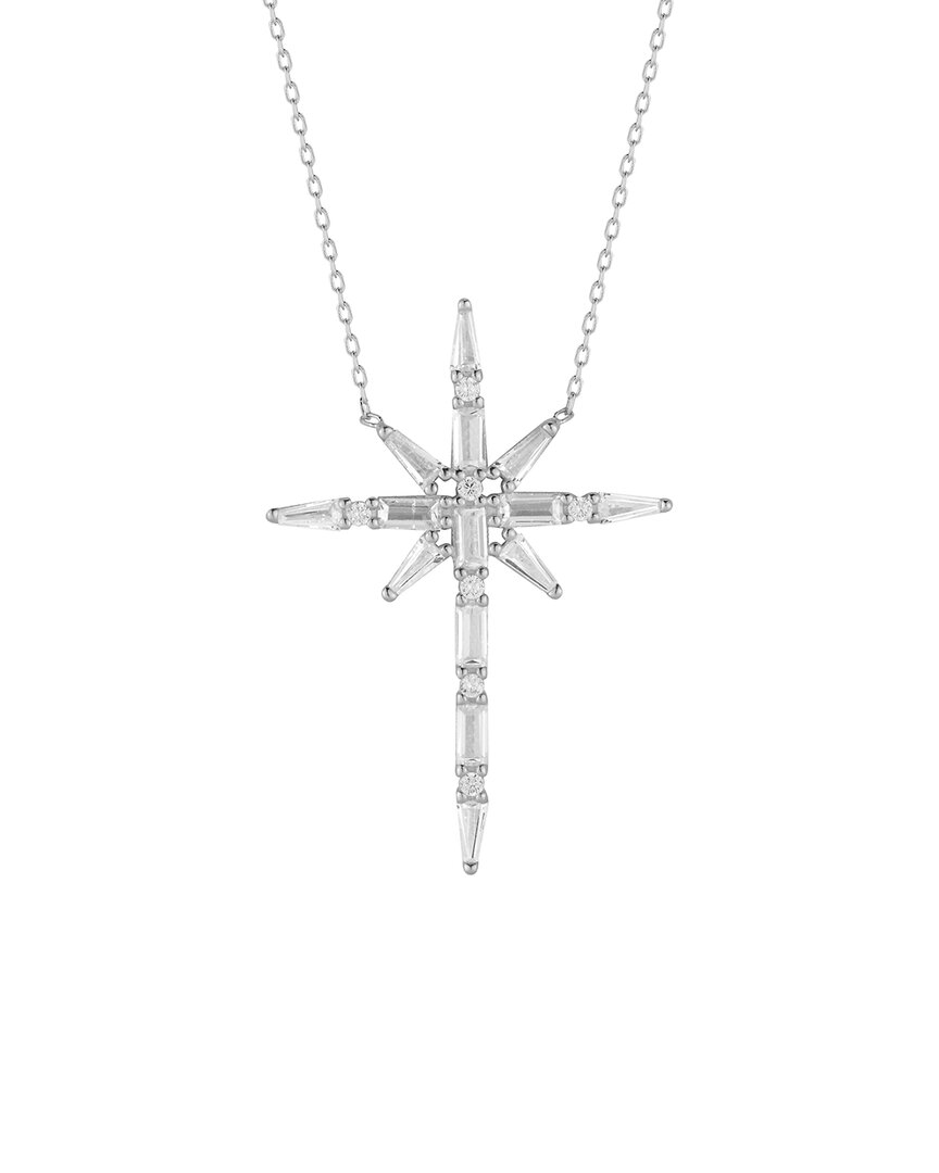 Glaze Jewelry Silver Cz Starburst Necklace In Metallic