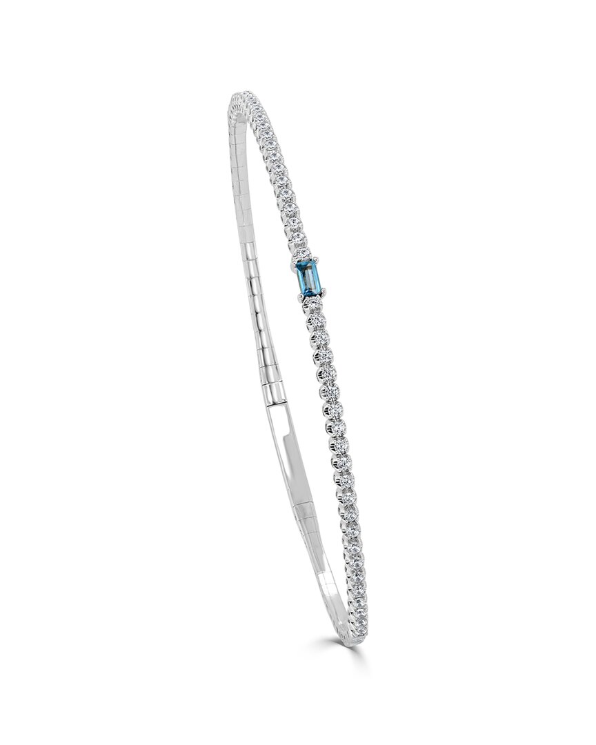 Sabrina Designs 14k 0.54 Ct. Tw. Diamond & Blue Topaz Bangle Bracelet In White