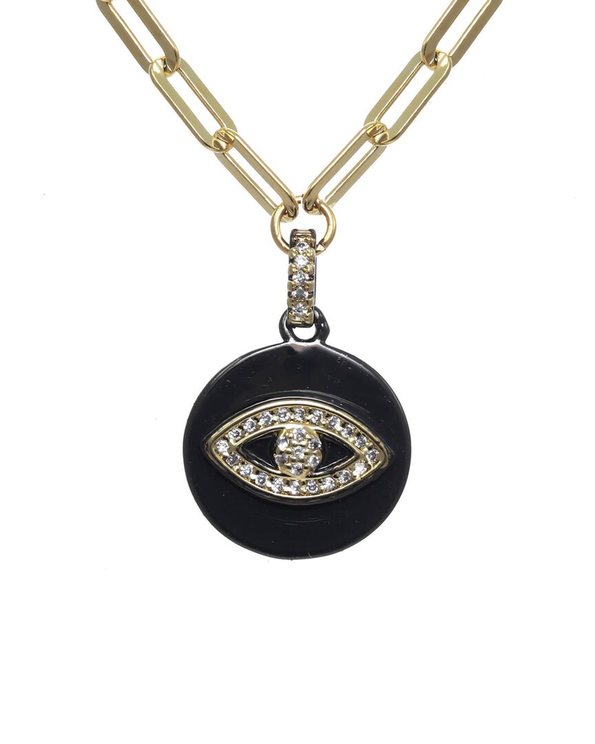 Rachel Reinhardt Nightfall Collection 14k Over Silver Cz Evil Eye Pendant Necklace