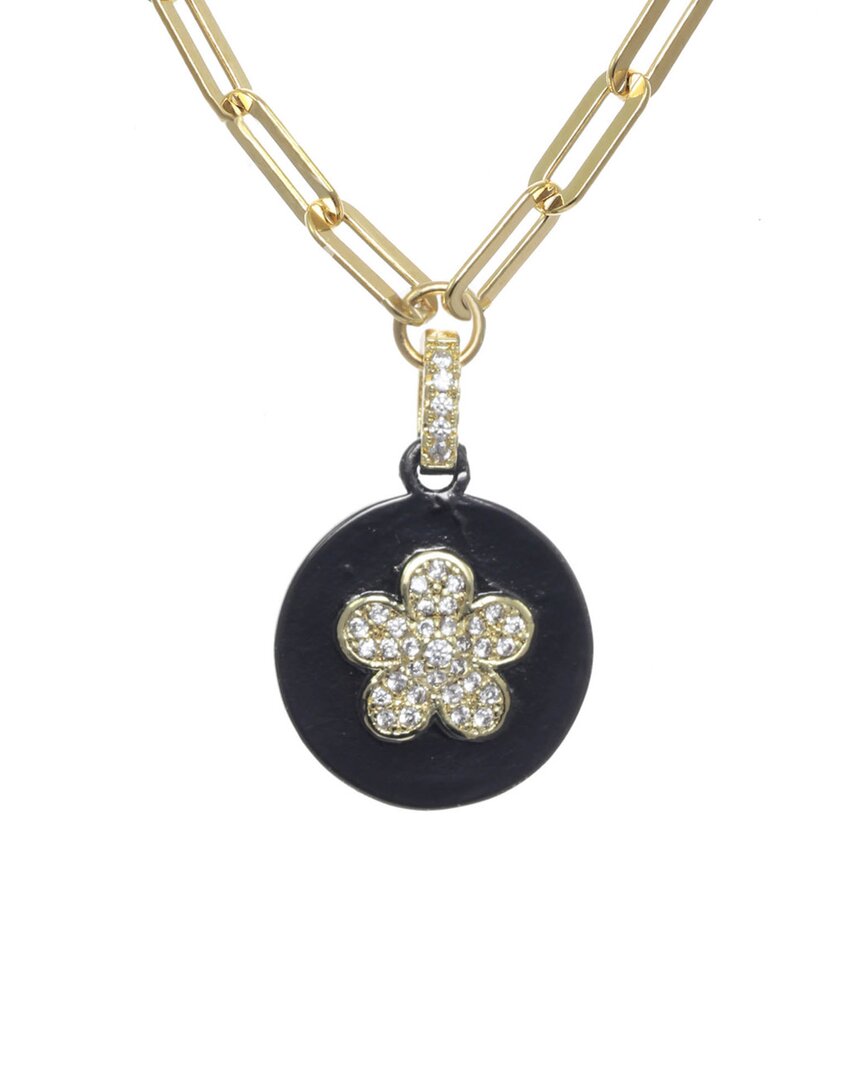 Rachel Reinhardt Nightfall Collection 14k Over Silver Cz Flower Pendant Necklace
