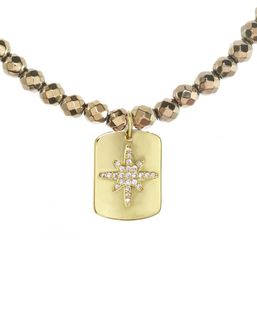 Rachel Reinhardt Nightfall Collection 14k Over Silver Pyrite Cz Starburst Pendant Necklace