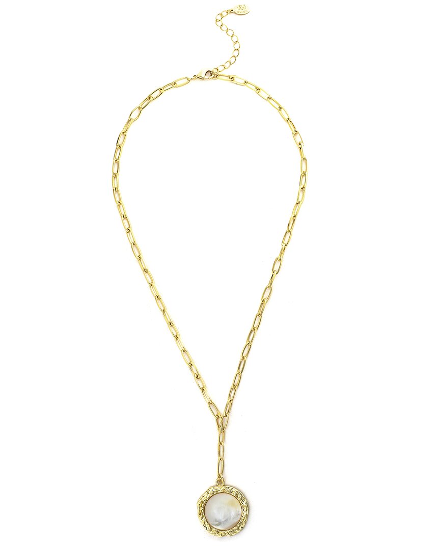 Rivka Friedman 18k Plated Pearl Paperclip Chain Necklace In Gold