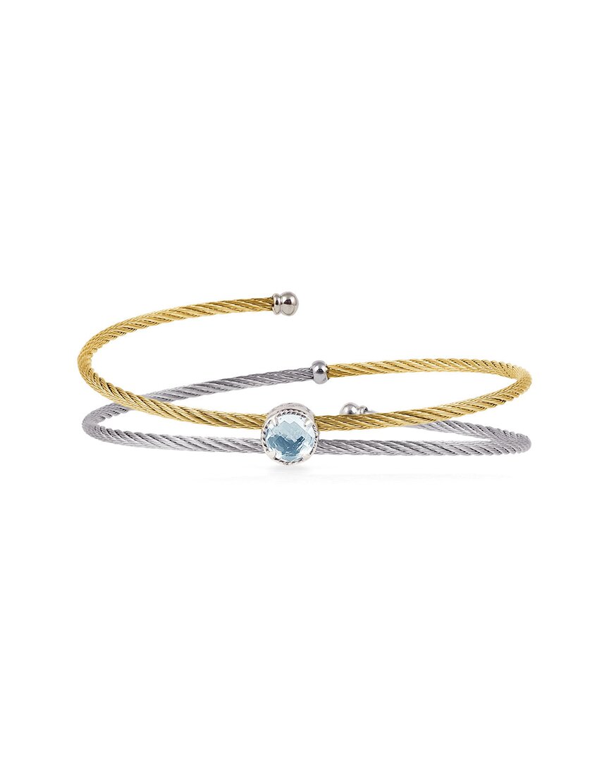 Alor Classique Stainless Steel Blue Topaz Cable Bangle Bracelet In Nocolor