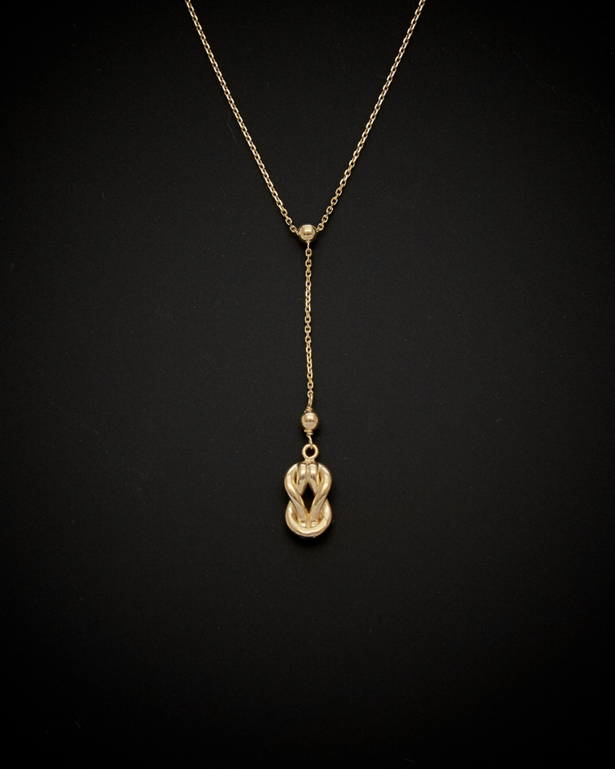 Italian Gold 14k  Love Knot Lariat Necklace