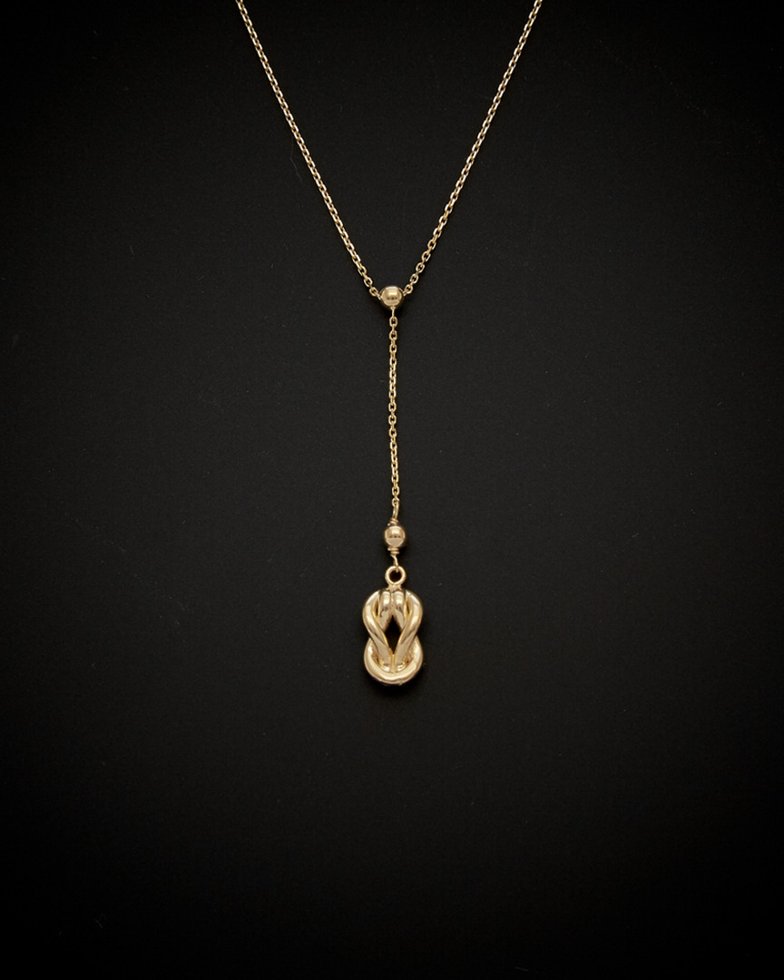 Italian Gold 14k  Love Knot Lariat Necklace