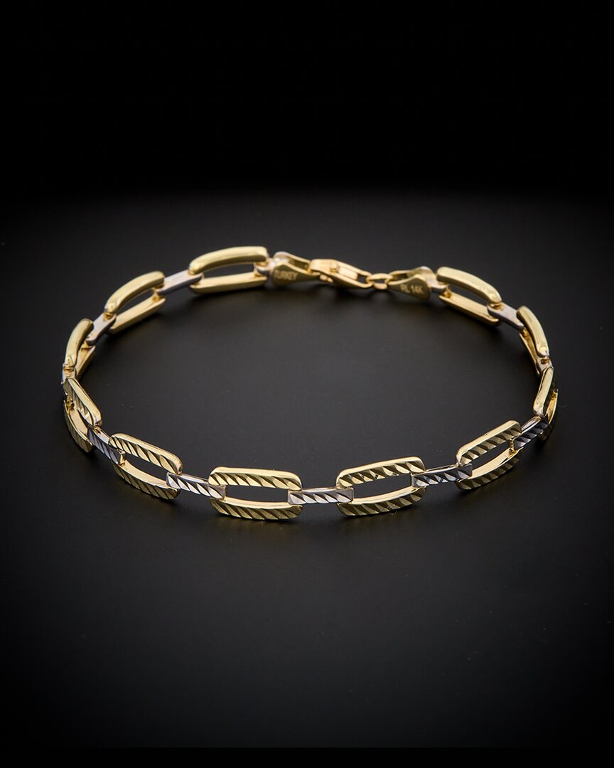 Italian Gold 14k Italian Two-tone Gold Reversible Bracelet
