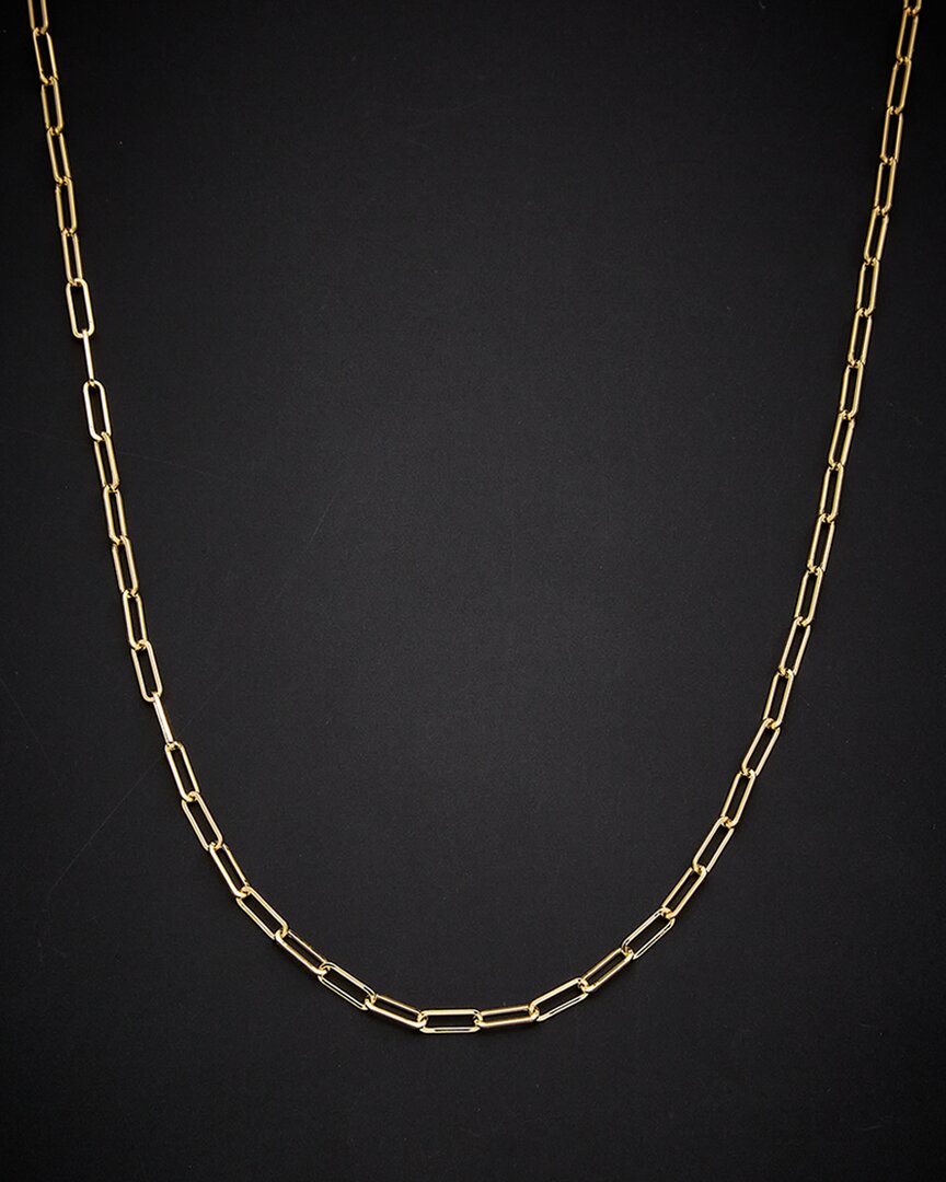 Italian Gold Polished Paperclip Chain Necklace