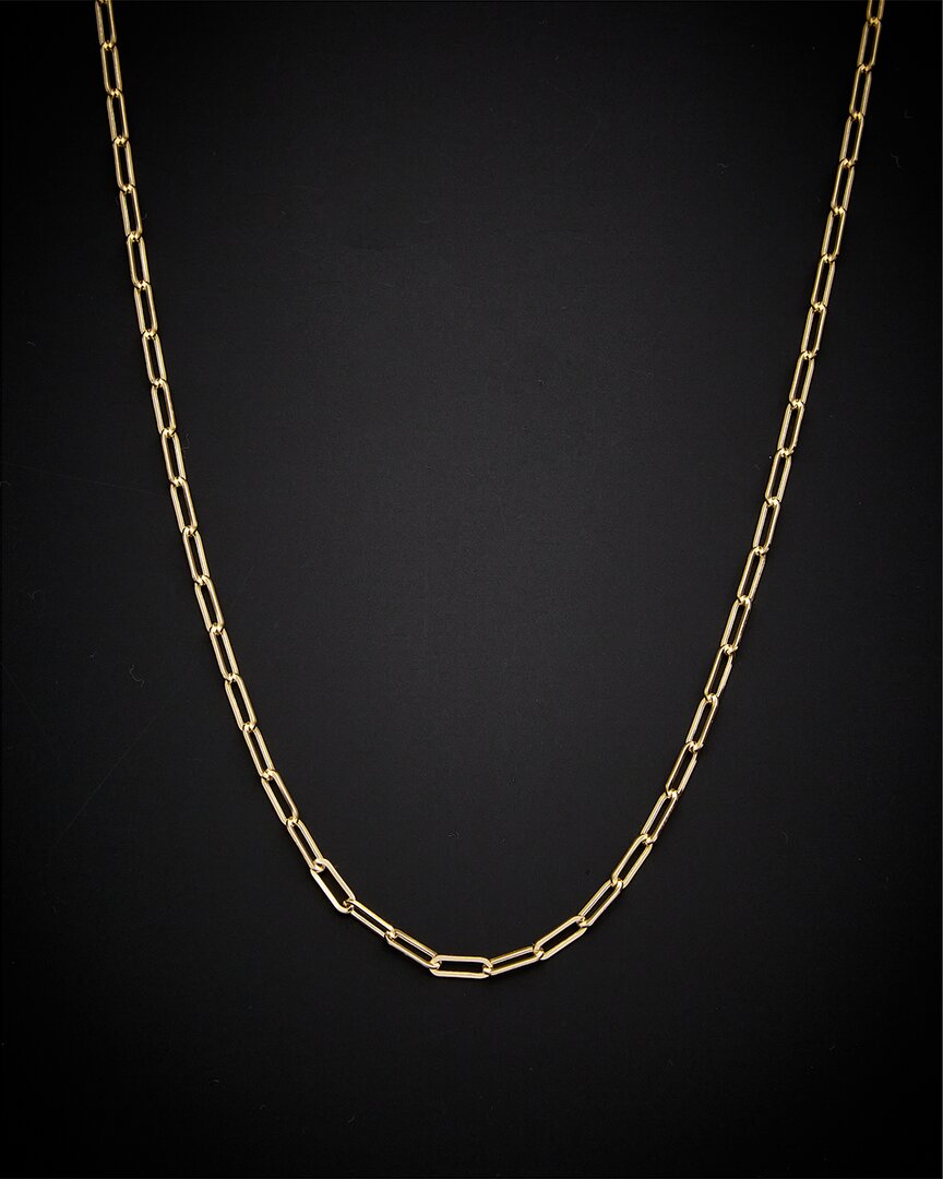 Italian Gold Polished Paperclip Chain Necklace